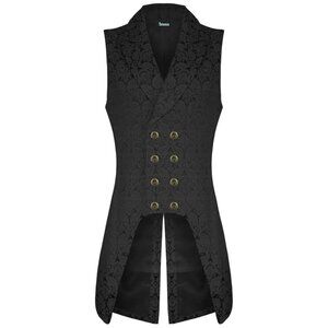 Women's Double Breasted Governor Vest Waistcoat Brocade Gothic Steampunk